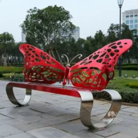 Art Metal Butterfly Bench