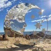 Beautiful Woman Face Moon And Stars Sculpture