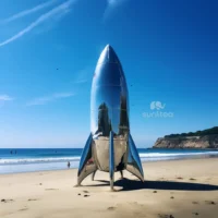 Cast Stainless Steel Rocket Statue