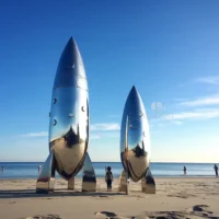 China Large Metal Rocket Ship Statue