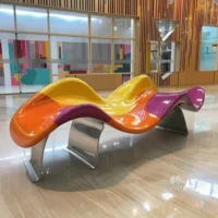 Colorful Art Stainless Steel Sculpture Bench