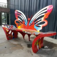 Colorful Metal Butterfly Bench For Sale