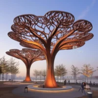 Corten Steel Art Tree Decoration Modern Urban Square