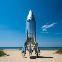 Custom Monumental Stainless Steel Rocket Sculpture