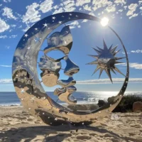 Custom Outdoor Moon and Sun Metal Sculpture