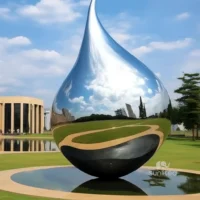 Custom Size Stainless Steel Water Drop Sculpture For Garden