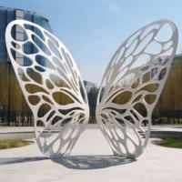 Custom Stainless Steel Butterfly White Wing Statue