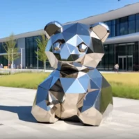 Cute Metal Street Art Bear Sculpture