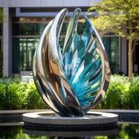 Flower Bud Statue Metal Outdoor Decor