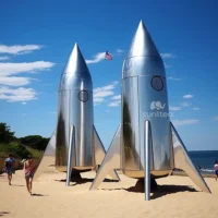 Future Design Large Metal Space Rocket Decoration