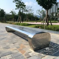Garden Bench Outdoor Stainless Steel Frame Bench without Backrest