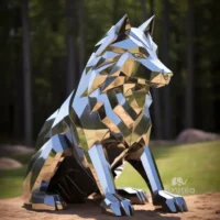Garden Life Size Stainless Steel Wolf Sculpture