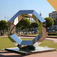 Geometric Shape Polygon Metal Ring Statue