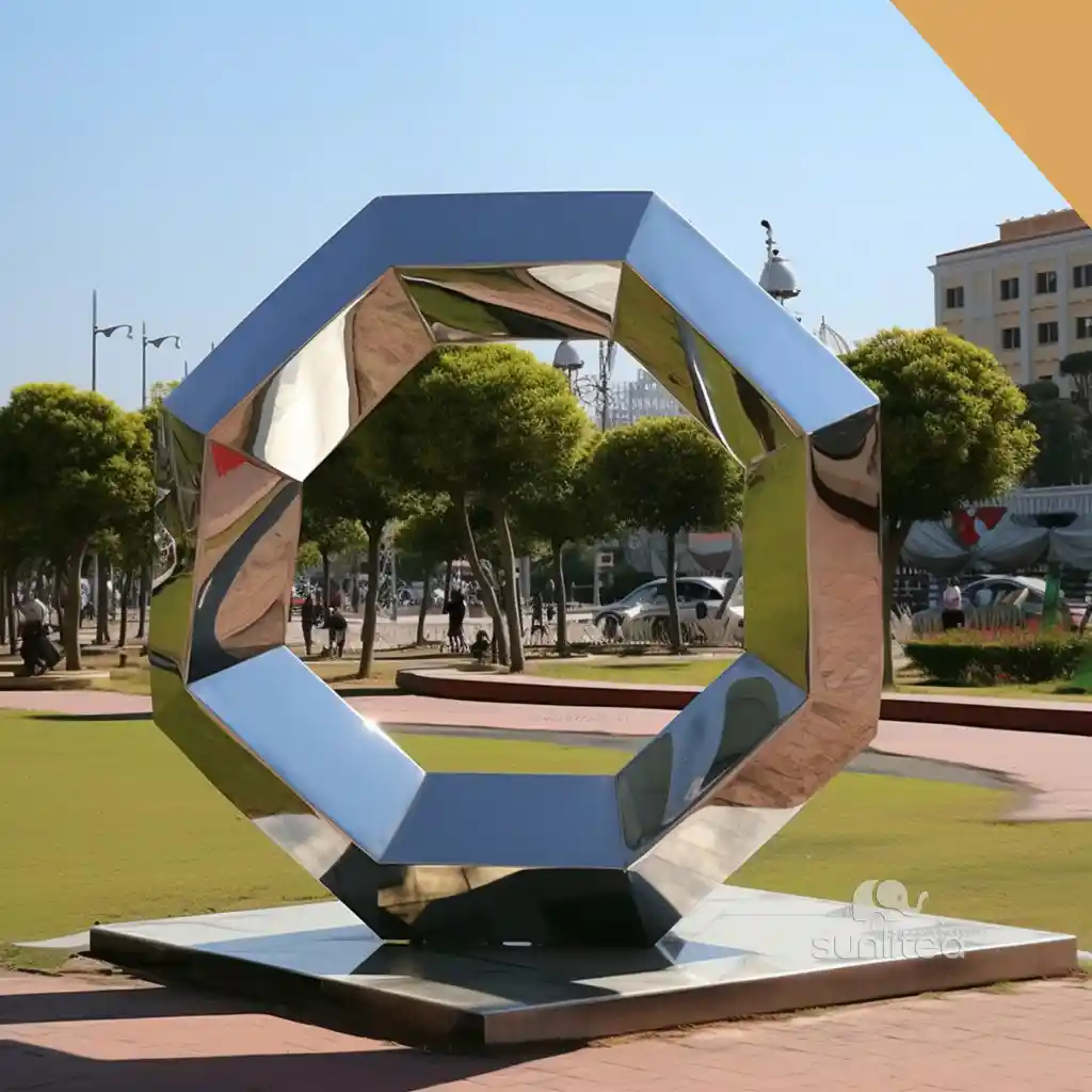 Geometric Shape Polygon Metal Ring Statue