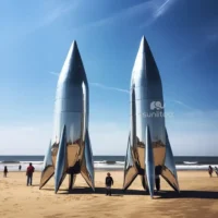 Giant Metal Rocket Statue Space Theme Decor