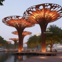 Huge Rusty Corten Steel Tree for Park Decoration