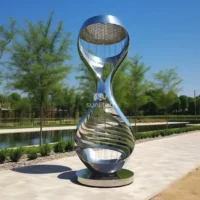 Large Abstract Metal Sand Clock Statue