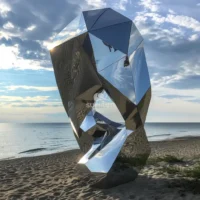 Large Art Stainless Steel Rock Sculpture