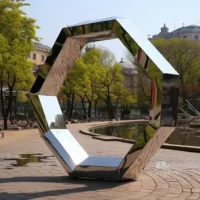 Large Circle Sculpture Octagon Design Metal