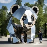 Large Garden Panda Statue Metal Decor