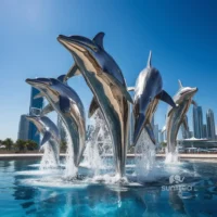 Large Metal Dolphin Statue