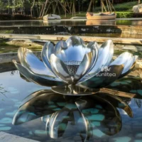 Large Metal Lotus Flower Sculpture Decor Water Pool