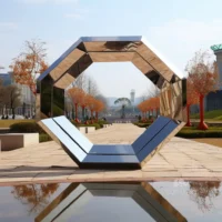 Large Metal Ring Sculpture Decor Octagonal