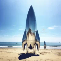 Large Metal Rocket Sculpture Decor Outdoor