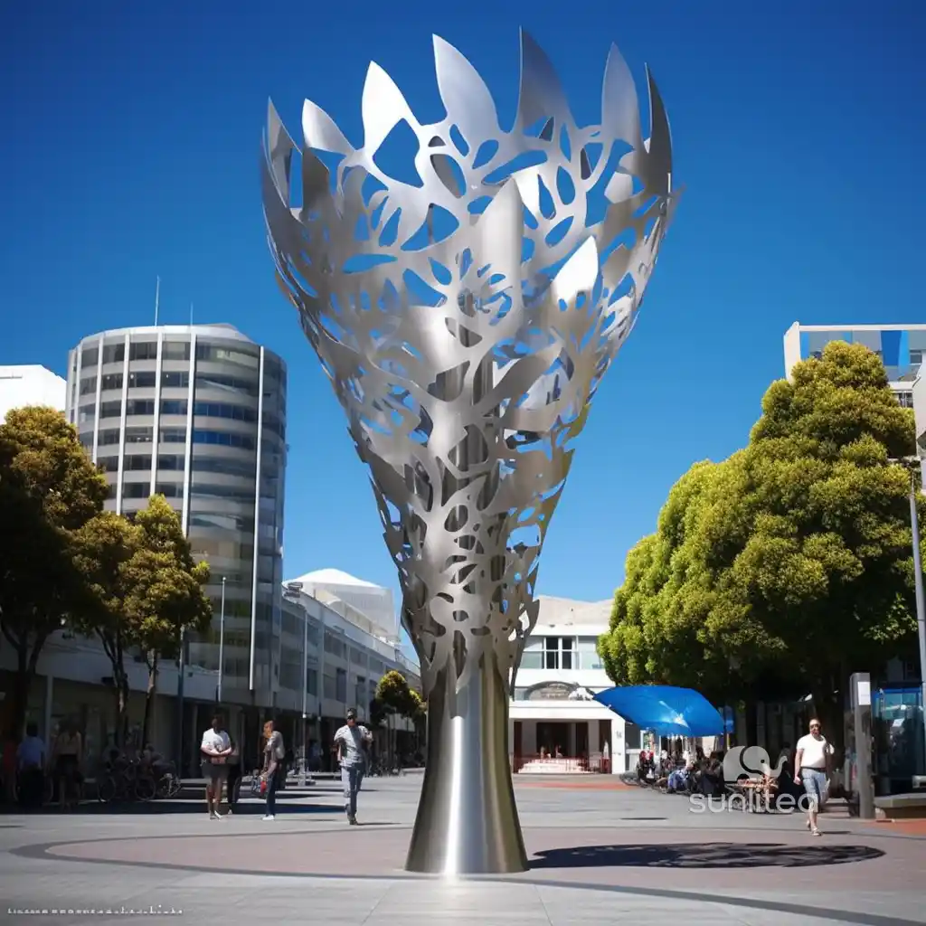 Large Metal Steel Tree Sculpture Decor