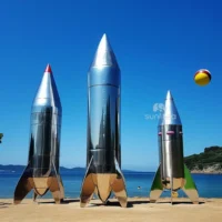 Large Outdoor Metal Rocket Ship Model Sculpture