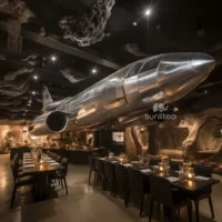 Large Stainless Steel Airplane Statue