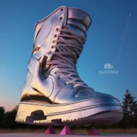 Large Stainless Steel Boot Shoe Sculpture
