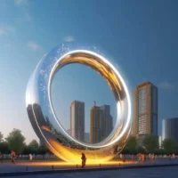 Large Stainless Steel Circle Sculpture For Outdoor
