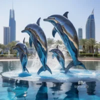 Large Stainless Steel Dolphin Sculptures For Sale