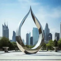 Large Stainless Steel Ring Statue Decoration