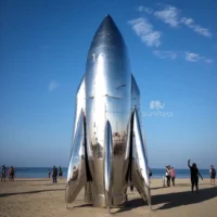 Large Stainless Steel Rocket Sculpture