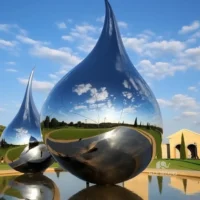 Large Stainless Steel Water Drop Sculpture