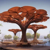 Large Weathering Steel Tree Decoration