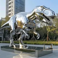 Lawn Stainless Steel Big Dinosaur Statue