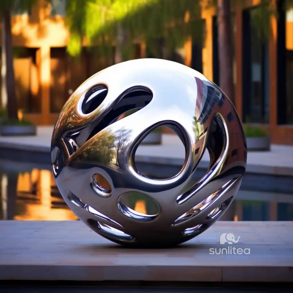Metal Abstract Ball Sculptures For Garden