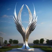 Metal Angel Wing Sculpture On Stand SLT-OS7