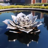 Metal Lotus Flower Garden Sculpture