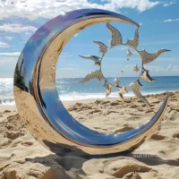 Metal Moon and Sun Sculpture For Sale