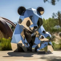 Metal Mother Panda Scupturne With Son