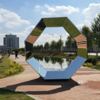 Metal Octagon Metal Ring Sculpture For Garden
