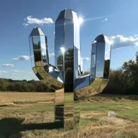 Metal Saguaro Cactus Statue For Outdoor