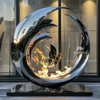 Metal Sculpture Yard Art - Mirror Circle