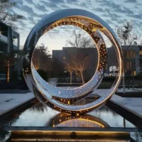 Metal Sculpture Yard - Decor Art Ring With Light