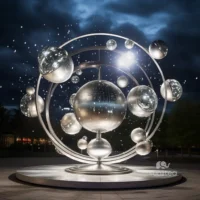Metal Solar System Statue Decor Space Theme Project