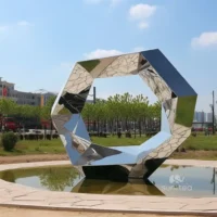 Mirror Metal Octagon Sculpture For Outdoor